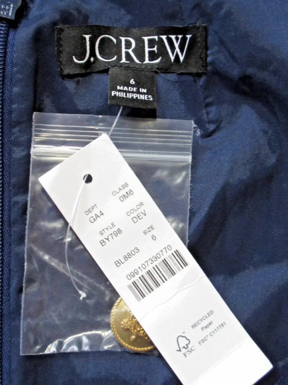 NWT J.Crew Sophia Sleeveless Midi in Dark Evening Blue Tweed Dress 6